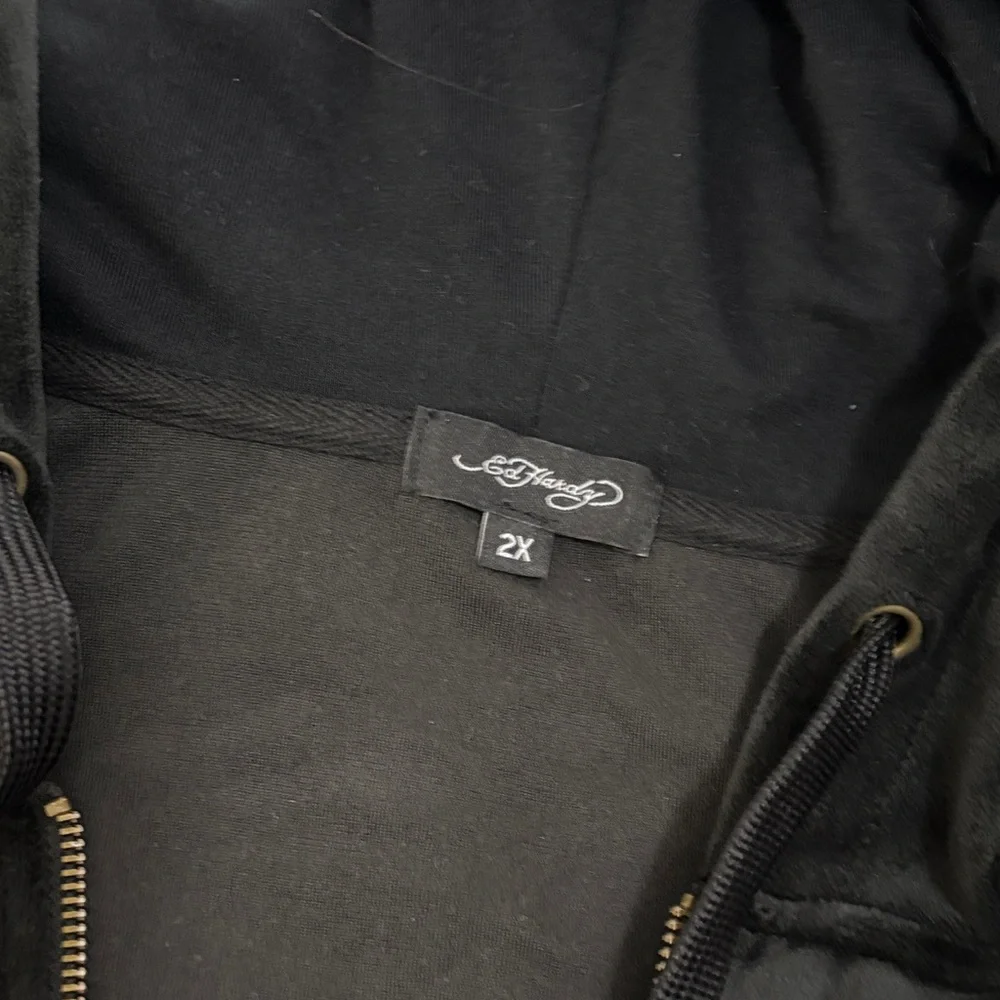 Ed Hardy Black Velour Tracksuit with Rhinestone Detail - Picture 2 of 6